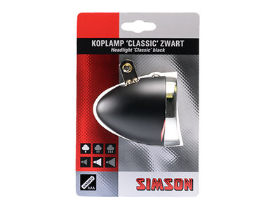 Koplamp classic retro zwart simson 020751