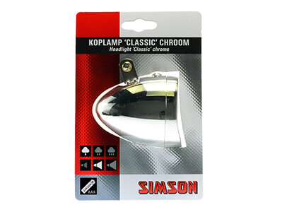 Koplamp classic retro chroom simson 020752