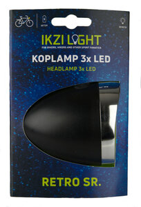 Koplamp led retro zwart ikzi light op kaart