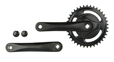 crankstel 38 tands alu zwart 170 mm