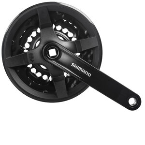 Crankstel triple shimano zwart 48/38/28 ty301