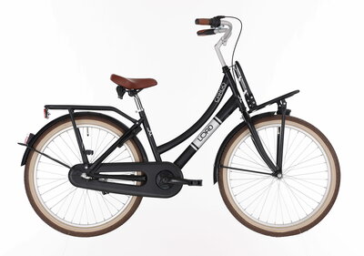 bike fun load 26lmd180 3v meisjes zwart mat met achterdrager